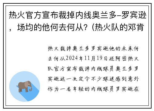 热火官方宣布裁掉内线奥兰多-罗宾逊，场均的他何去何从？(热火队的邓肯罗宾逊)